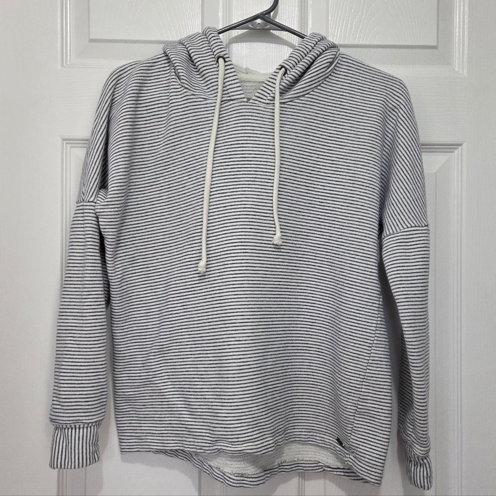 Women’s O’Neill Blue & White Striped 100% Cotton Hoodie Sweatshirt Size XS